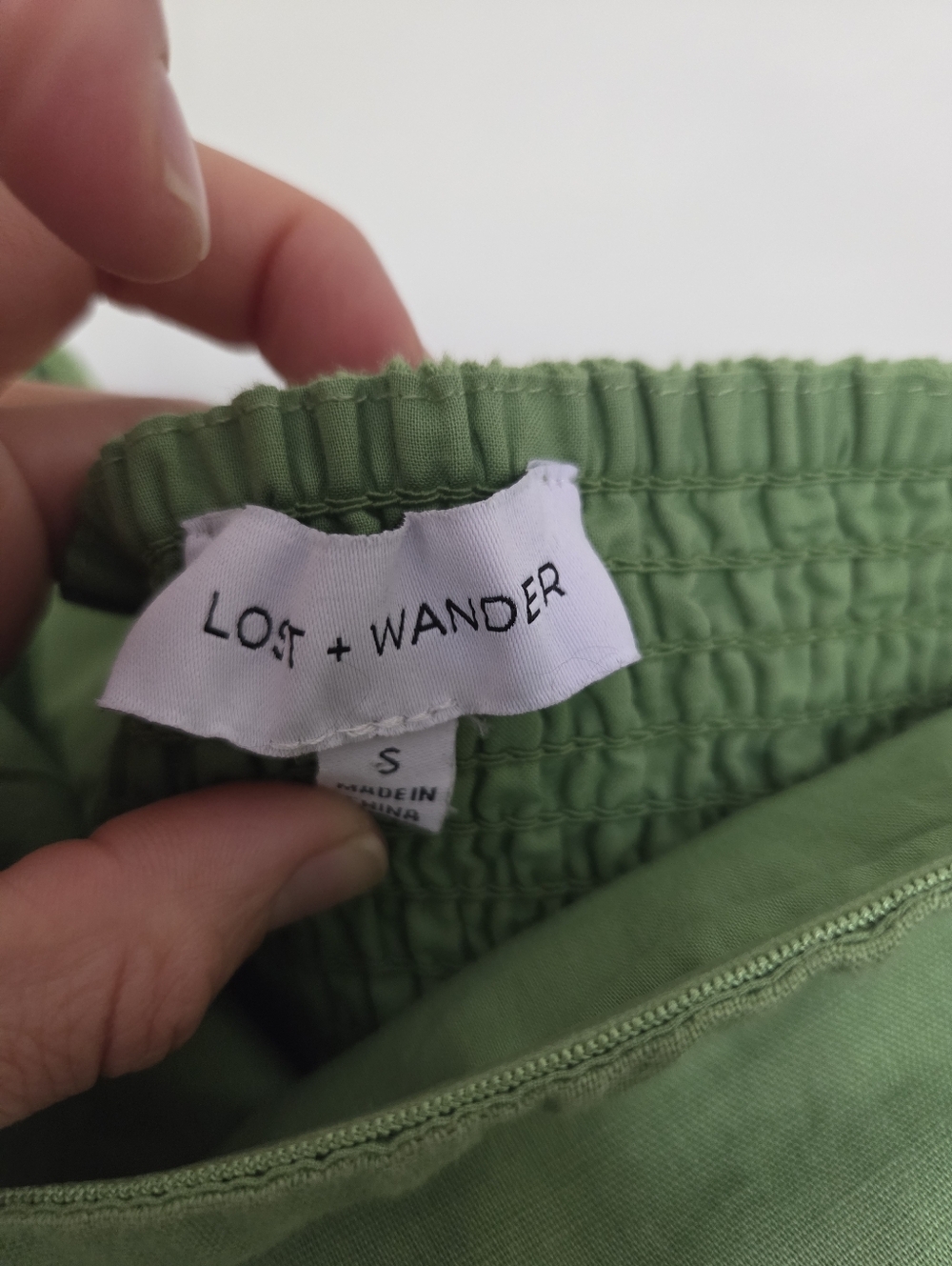 Lost + Wander Linen Strapless Green Midi Dress with Side Slit - Picture 4 of 5